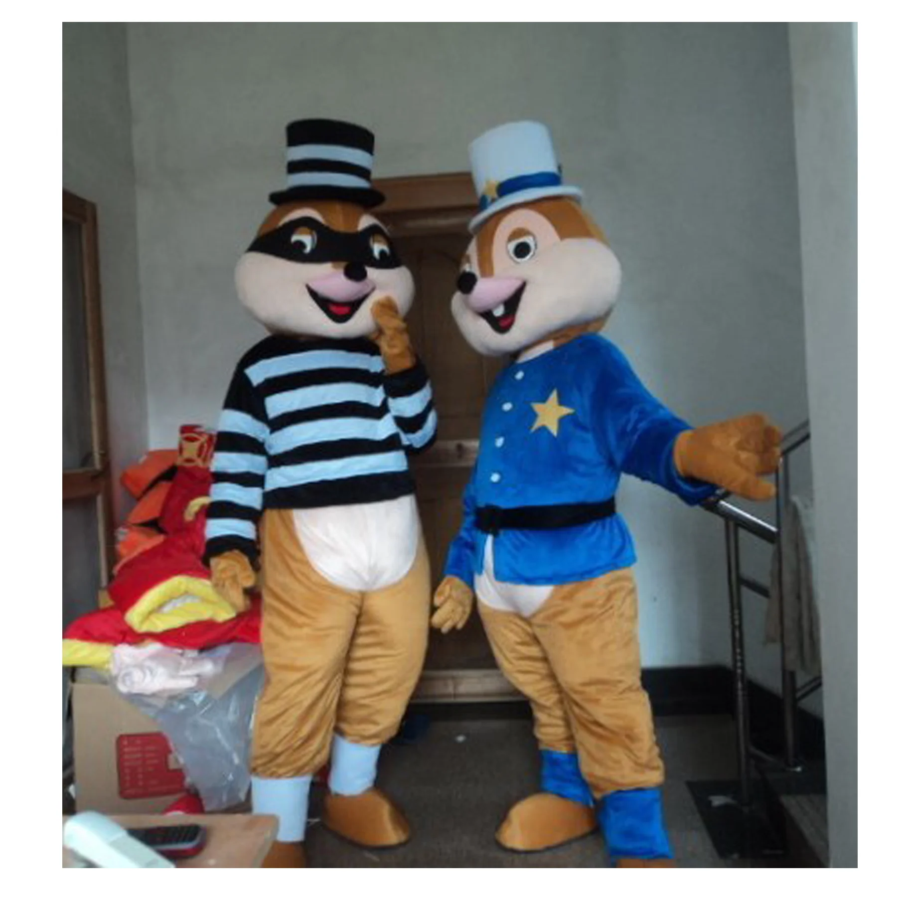 

Free Shipping! Movie custom mascot costume, police squirrel walking costume for adults