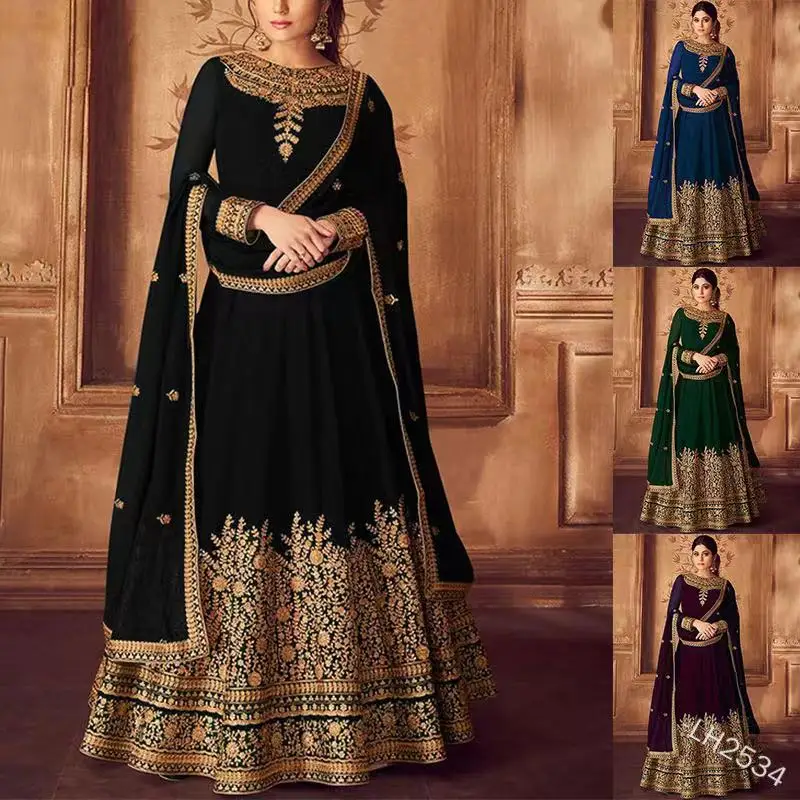 

2020 newest style india style printing women evening dress Muslim ladies gown