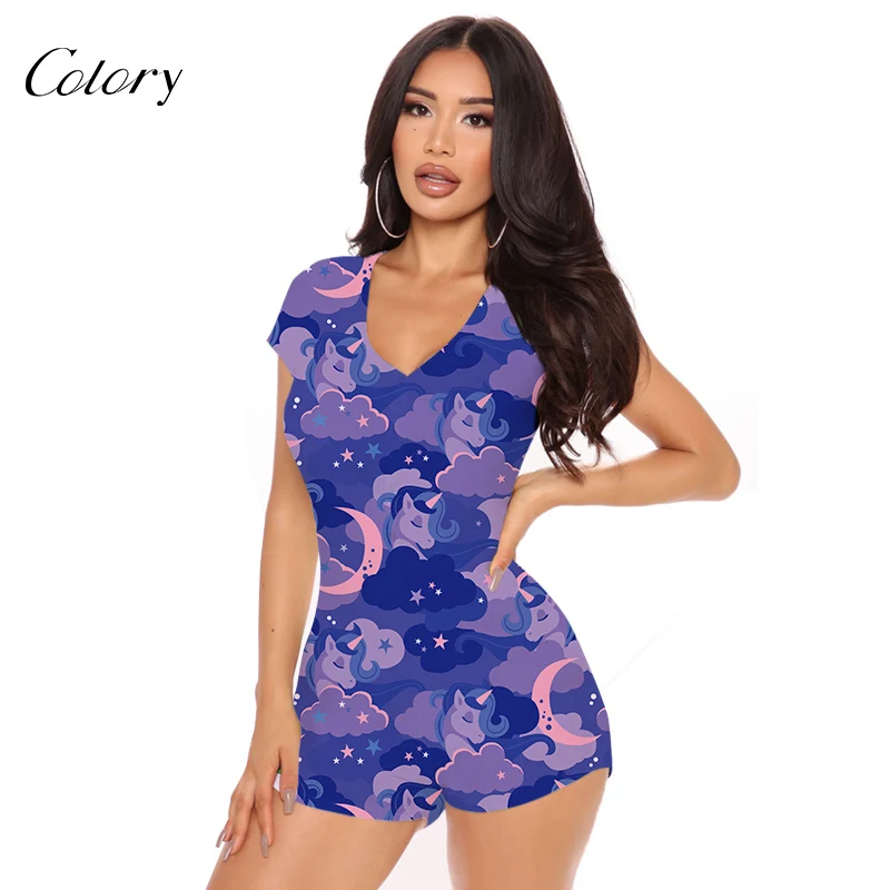 

Colory High Waisted Women Shorts Cheap Custom Onesie Romper Customized, Picture shows