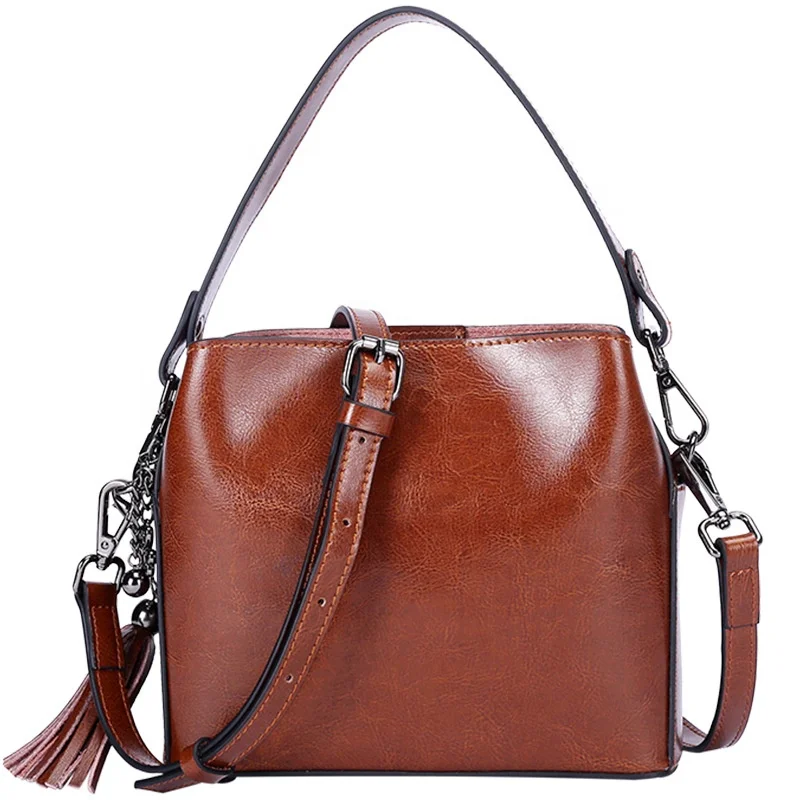 

Ready to Ship or Custom Genuine leather As Famous Brands Tassel Crossbody with Shoulder Strap Tote Handle Handbags for Woman, Brown&black&red(customized color is available)