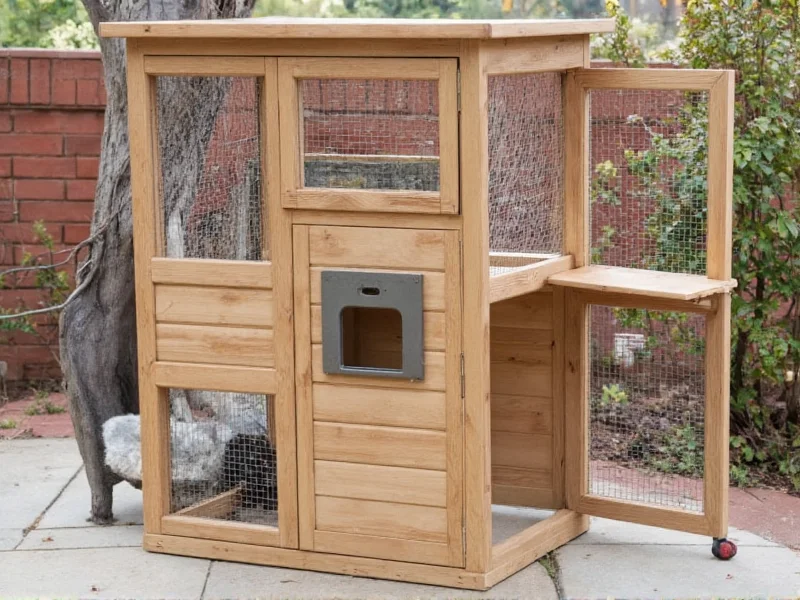 Cat enclosure with built-in shelter and climbing shelves
