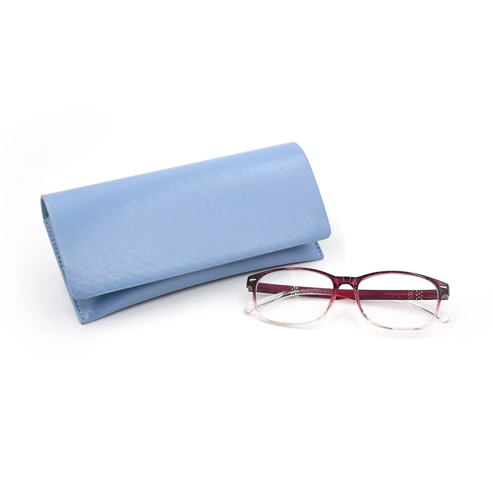 

OEM Wholesale Hot Sale portable soft leather glasses eyeglass sunglasses case bag with magnetic magic sticker, Black,red,green,blue,purple,gray,etc.