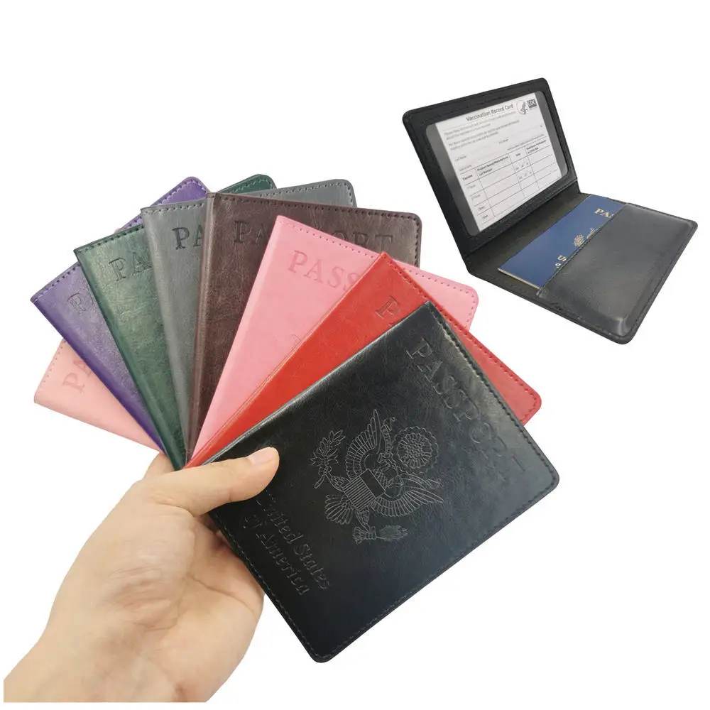 

Wholesale USA amazon top seller pu leather passport cover and vaccine record card holder case protector