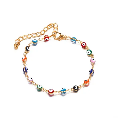 

2020 Trendy Simple Gold Silver Chain Devil Eyes Ankle Bracelet Boho Colorful Evil Eyes Anklet