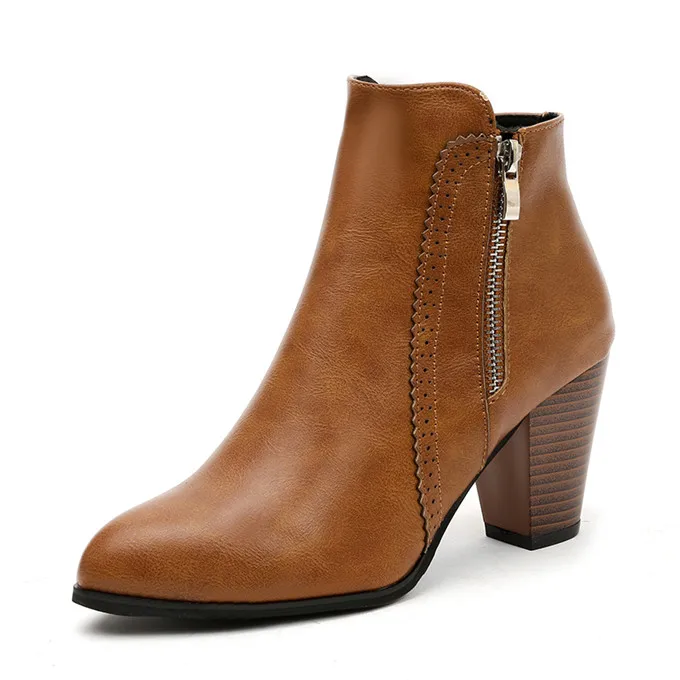 

2022 side zipper brown black ankle boots women shoes women's boots