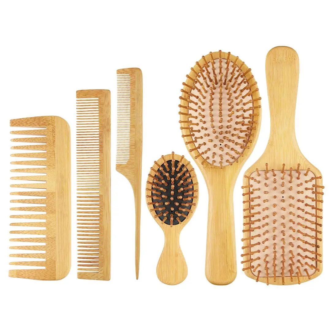 

Low MOQ Private Label Paddle Hair Brush Wide Tooth Comd Rat Tail Comb Natural Hair Brush Set, Customized color