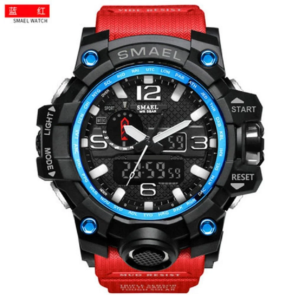 

SMAEL 1545 Top Saling Men Luxury Silicon Brand Display Water Resistant Analog Digital Watches, As picture