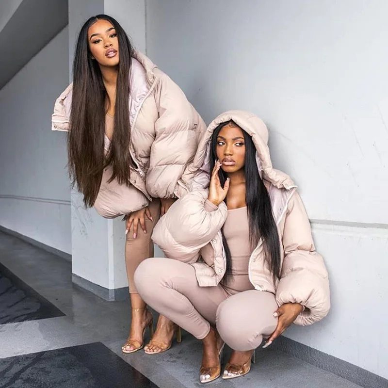 

2020 Winter Women Lantern Sleeve Hooded Bubble Coat Street Style Loose Goose Down Jacket, Avaliable