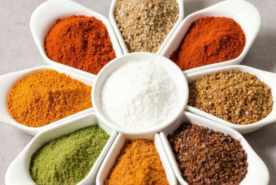 Mexican Spices on Wooden Table