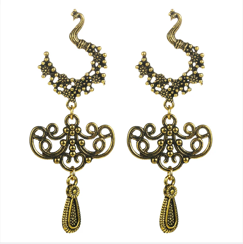 

Jachon Baroque Style antique brass Color Earrings Hollow Out Alloy Plated Rare Design dangle earrings