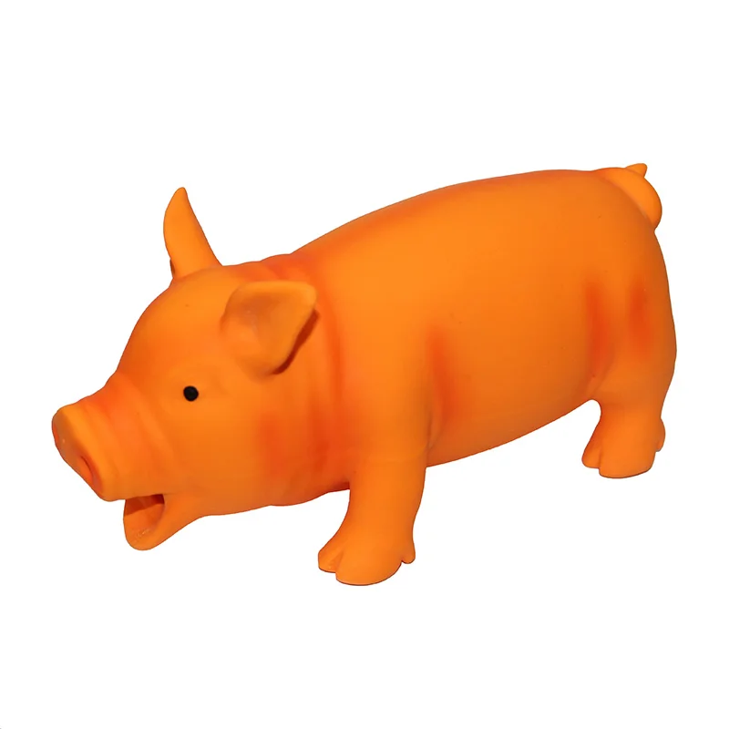 

Small size 12cm eco friendly material natural latex chew toy dogs squeaky oink pig dog toys, Orange