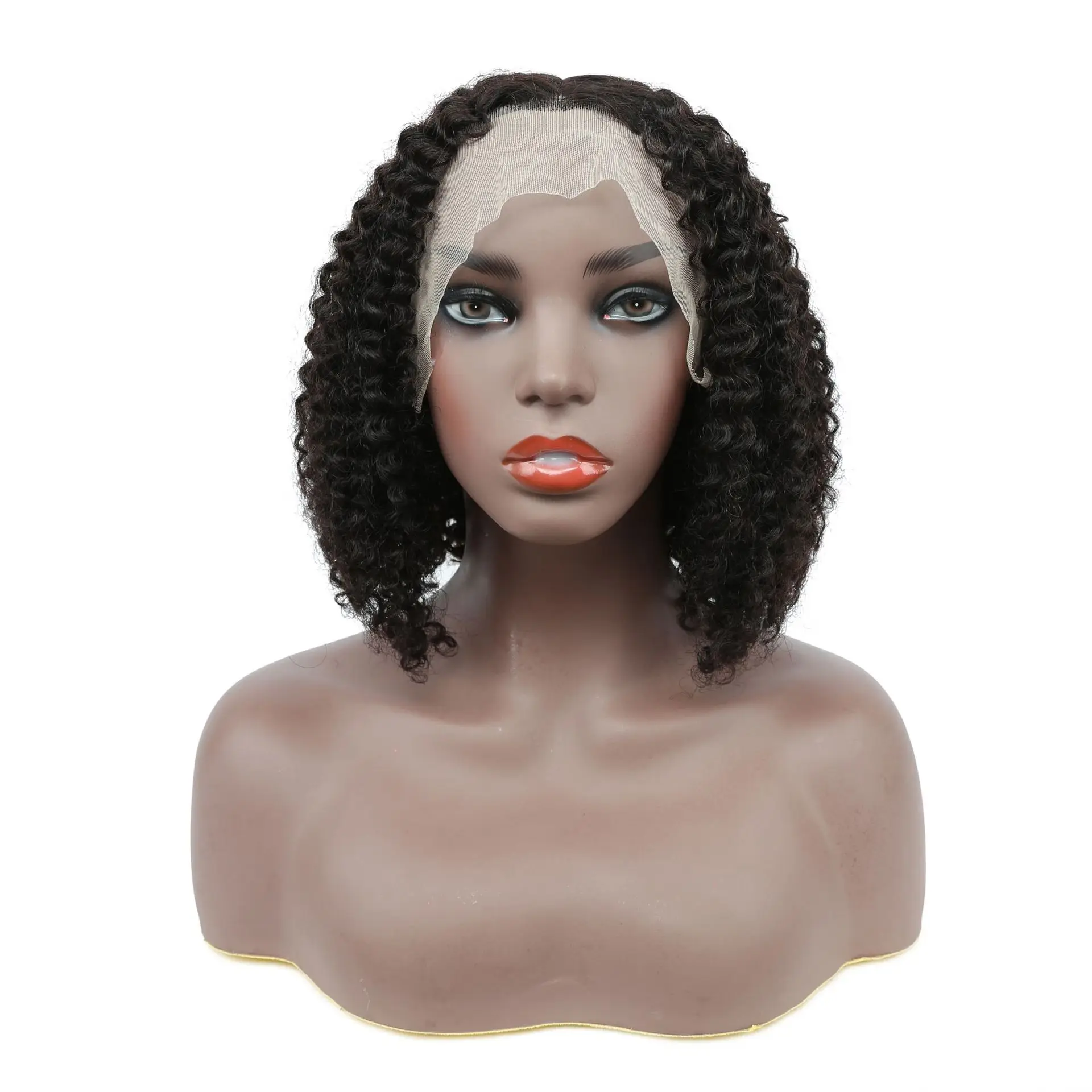 

Factory wholesale direct sales Hand-woven African small curly explode front lace bob wig human hair wigs