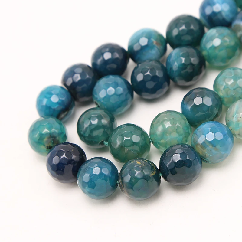 

Large Natural Gemstone Beads Crackle Agate Stone Faceted Round Beads for Bracelet Jewelry Making