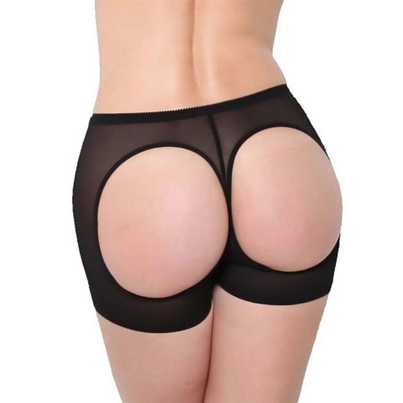 

3013 Women Sexy Waist Body Shaper Butt Lifter Shapewear Boyshorts Plus Size Mesh Booty Tummy Control Slim Hip Enhancer Panties, Black, nude