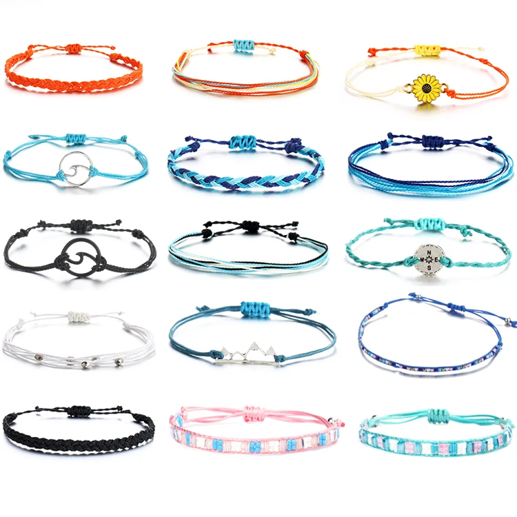 

Wholesale Bohemian Weave Ankle Bracelet Adjustable Vsco Bracelet Friendship Bracelet for girls