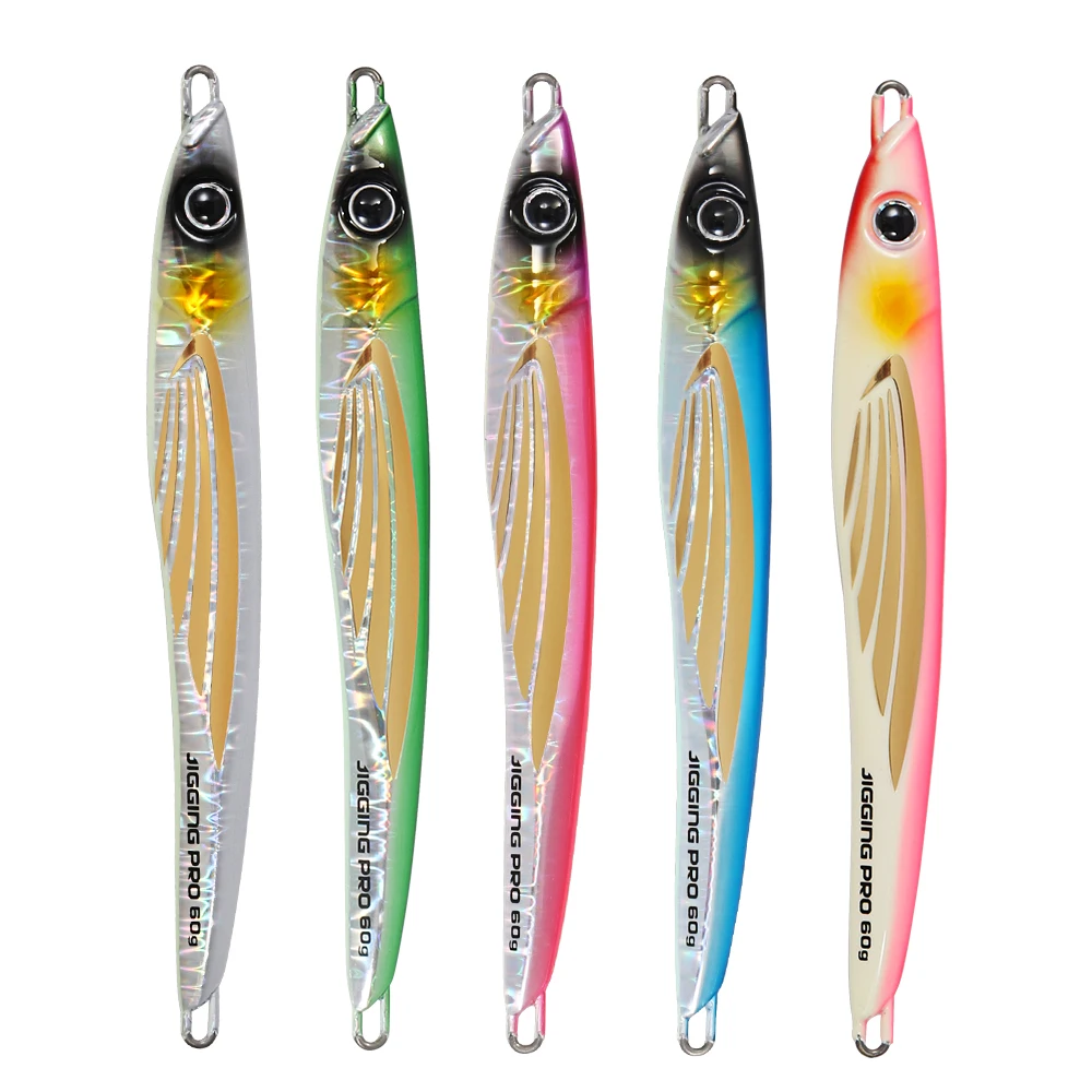 Jigging Pro 60g 80g 100g 150g 200g Saltwater Boat Casting Jigbait Sea Bass Vertical Fishing Jig Long Speed Fall Jigging Lure