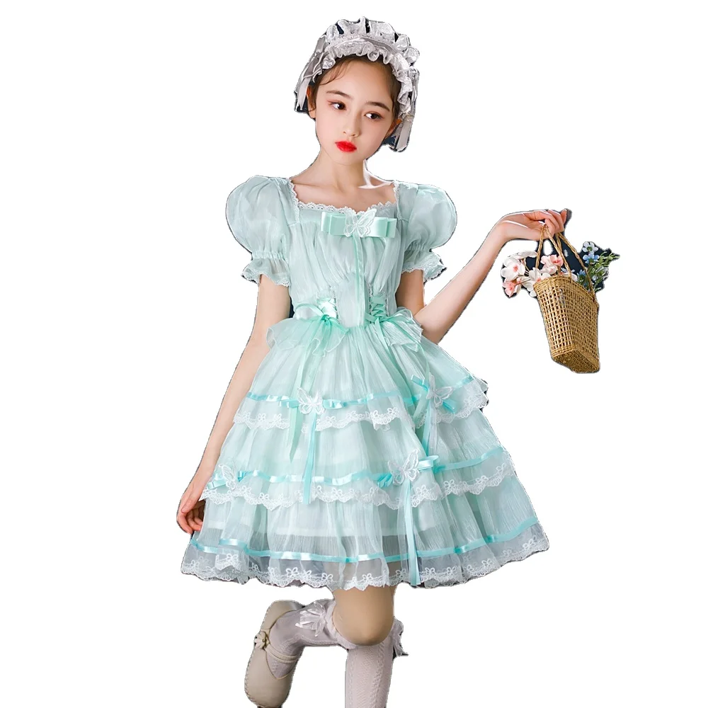

Children's flower girl's performance girl's dress new formal wedding party pink performance dress Girls Lolita Dress