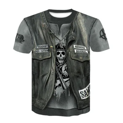 

Summer New 3d Skull T Shirt Men Short Sleeve Shirt Funny T Shirts Punk Anime Gothic T-shirt Mens Clothing Japan Casual Polyester