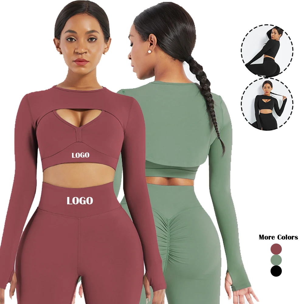 

2020 Sportswear Yoga Legging Crop Tops Outfits Workout Set Women Two Pieces Fitness Clothing, As shown