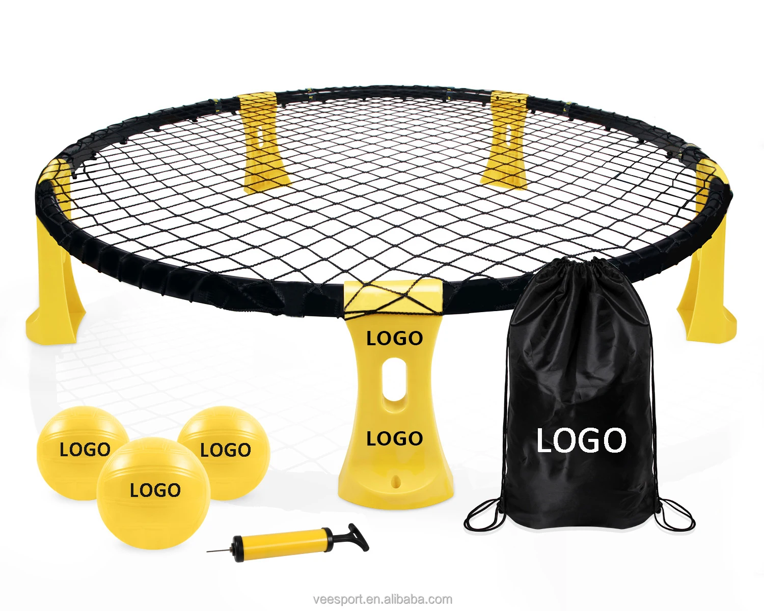 

Customized Logo Indoor Outdoor Back Yard Roundnet Ball Game Beach Sports Throw Game Set 3 Ball Kit with Backpack