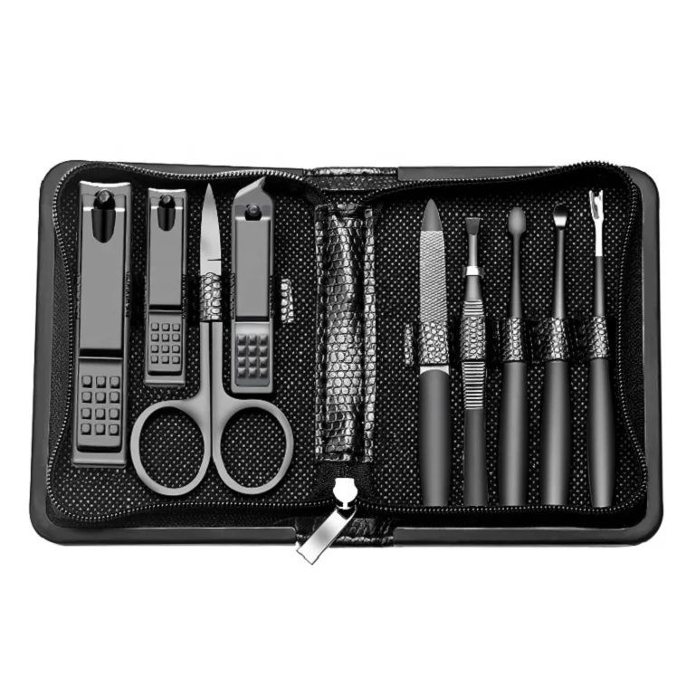 

Fashion 9 Pieces Set De Manicura 9pcs Black Manicure Pedicure kit Stainless Steel Nail Clippers Nail tool kit with Leather Bag, According to options