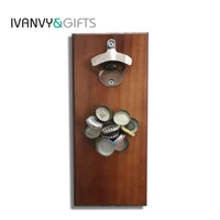 

Low price wall mounted wooden Bottle opener With Magnet