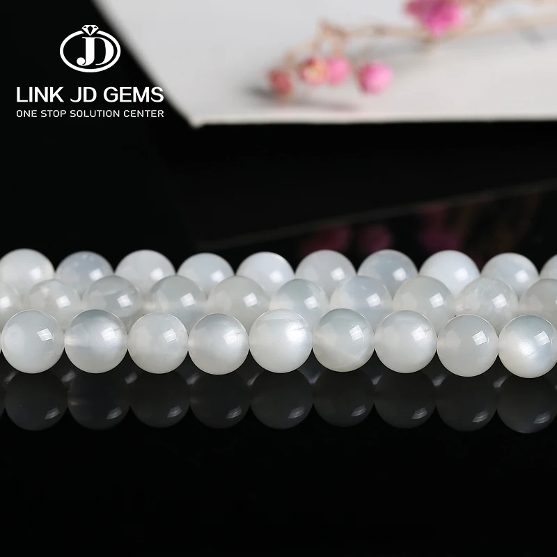 

7A 5A 3A Natural White Moonstone 4/6/8/10MM Natural Loose Beads For Jewelry Making Necklace Bracelet Fashion DIY Accessories