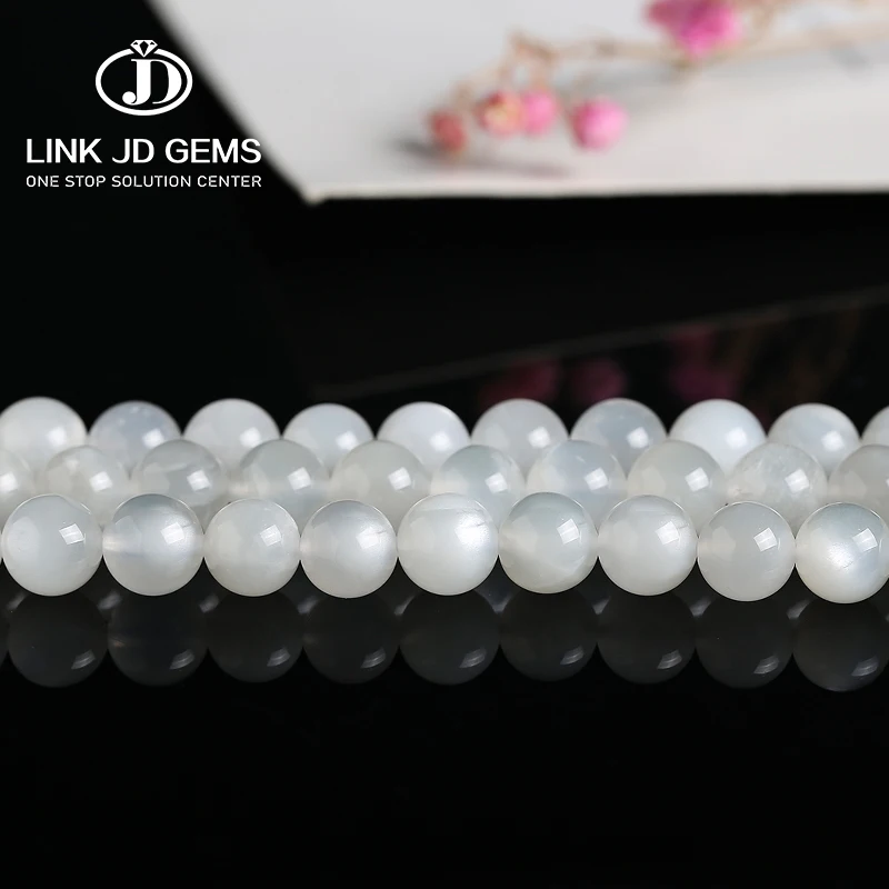 7A 5A 3A Natural White Moonstone 4/6/8/10MM Natural Loose Beads For Jewelry Making Necklace Bracelet Fashion DIY Accessories