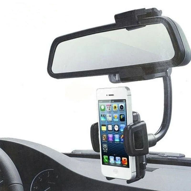 

Universal Car Rear View Mirror Mount Car Phone Holder Cradle Stands for All Mobile Phone Holder Car Rear View Mirror Mount, Black