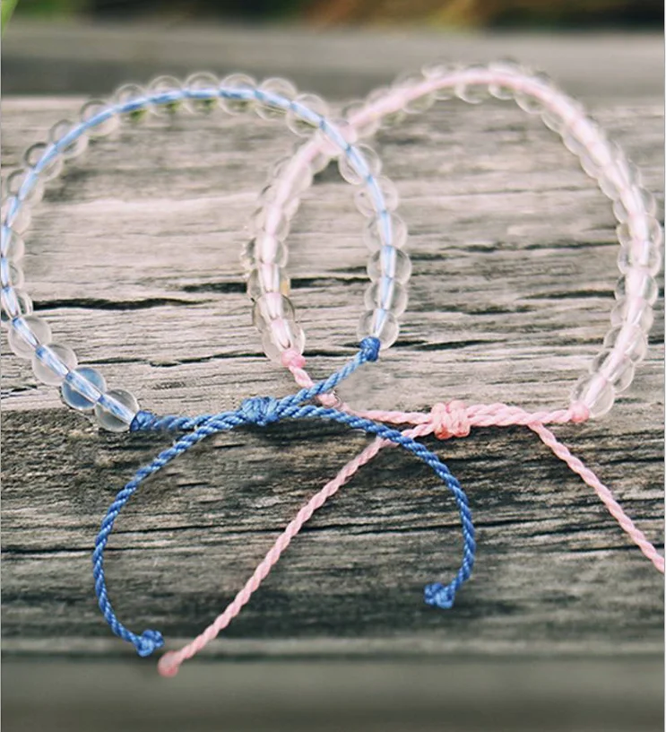 

4 Ocean Bracelet Adjustable Wristband Crystal Transparent Cord Glass Beads for Women Bangles, Colors