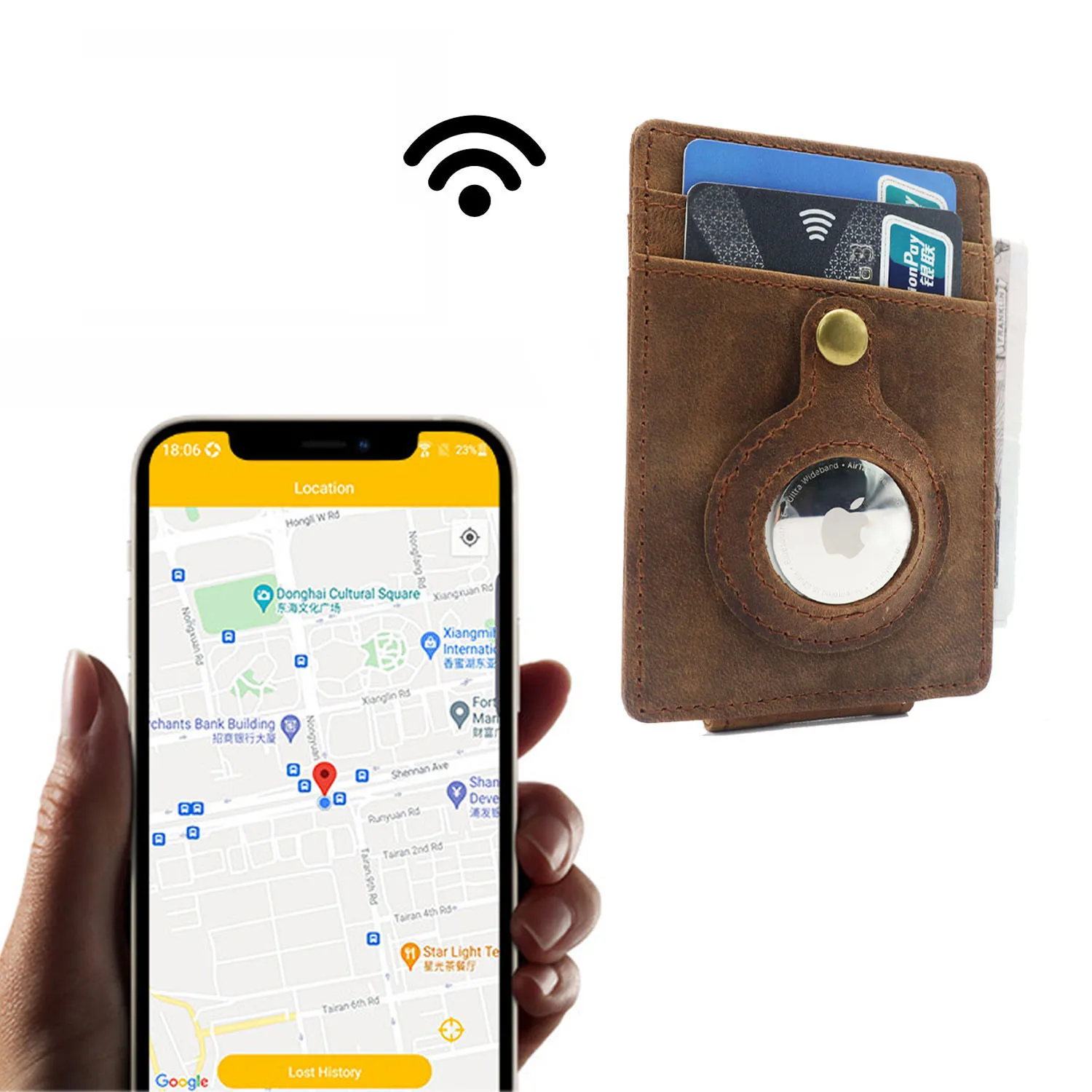 

Minimalist RFID Blocking Slim Front Pocket Wallet Genuine Leather Cash Credit Card Bifold Wallet AirTag Wallet Case