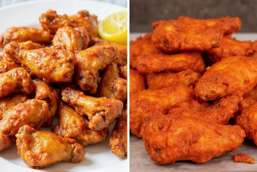 Side-by-side comparison of Popeyes Cajun wings versus actual ghost pepper wings showing heat level difference
