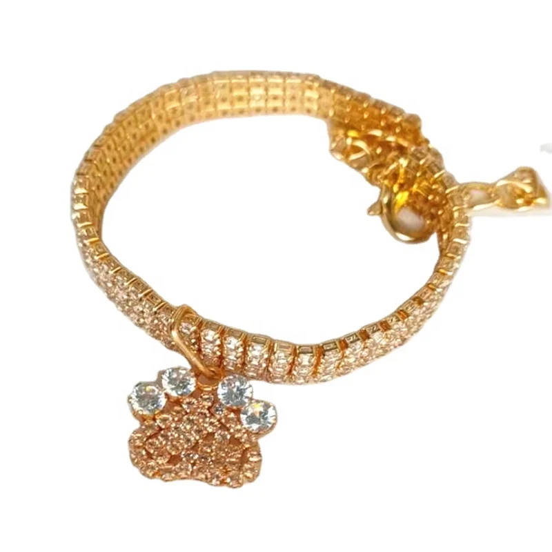 

New Pet Collar Rhinestone Necklace Cat And Dog Supplies Collar Little Feet Jewelry Zircon Flash Pet Collar Rope