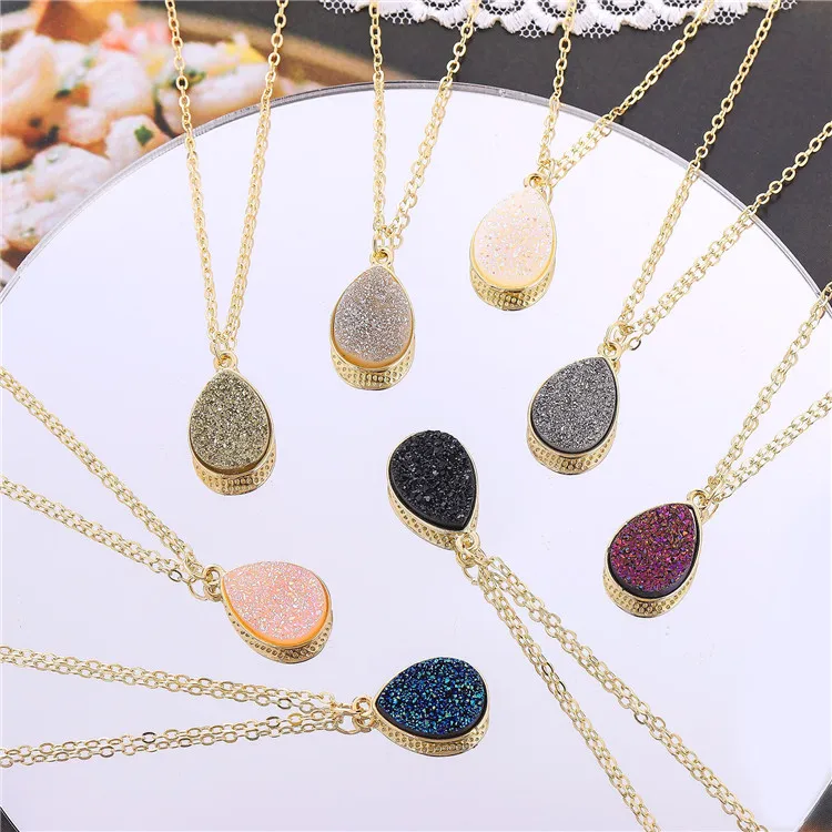 

Cross-Border Accessory Jewelry Necklace European And American Personality Fashion Trend Water Drop Stone Necklace, Picture shows
