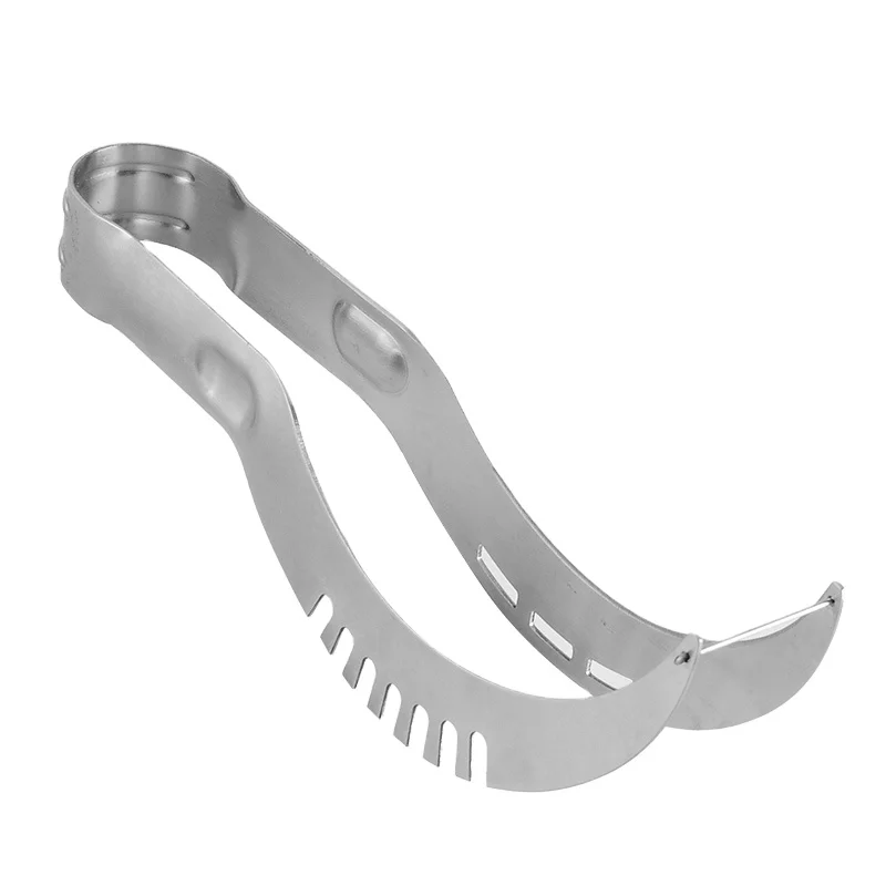 

Food grade metal fruit carving knife tools fruit salad maker stainless steel watermelon cutter with clip, Silver