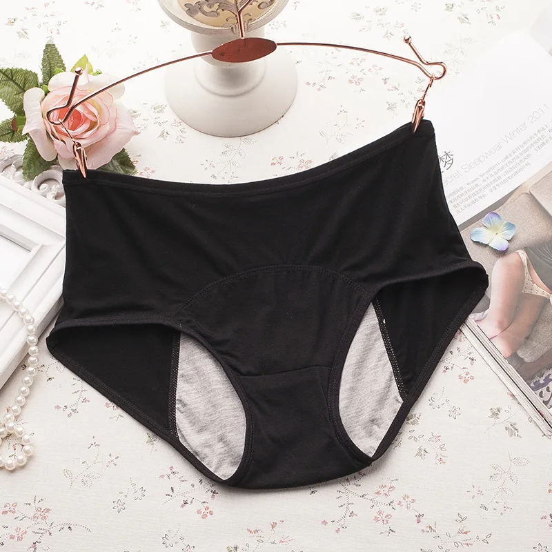 

Casual and comfortable women's underwear middle waist pure color cotton women's briefs physiological pants