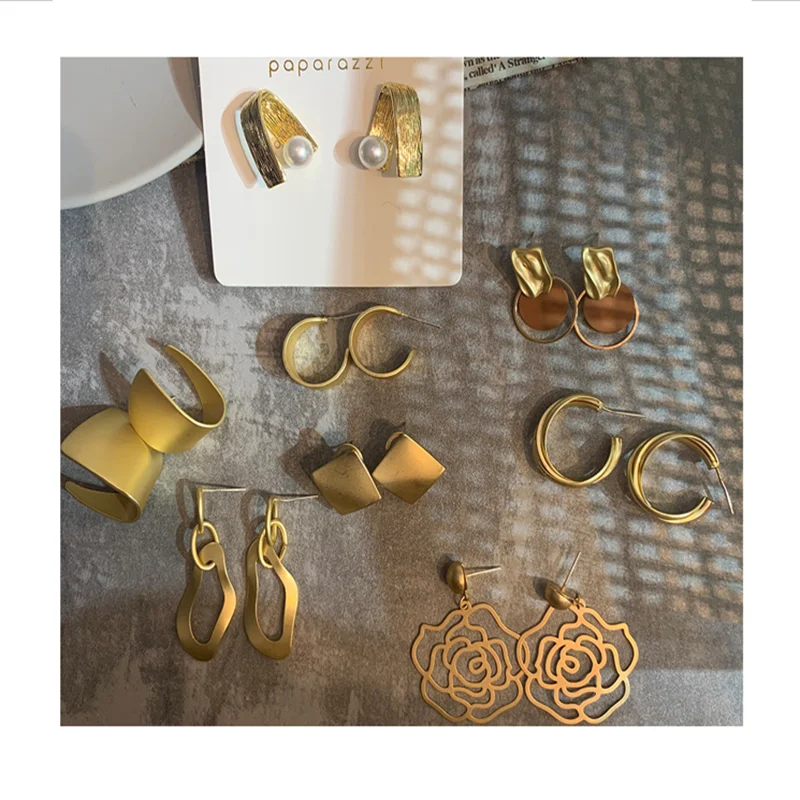 

2021 Mother's Day free Shipping Gift Party Fashion Jewelry Trendy Stud Hoop Stainless Steel Earrings Women
