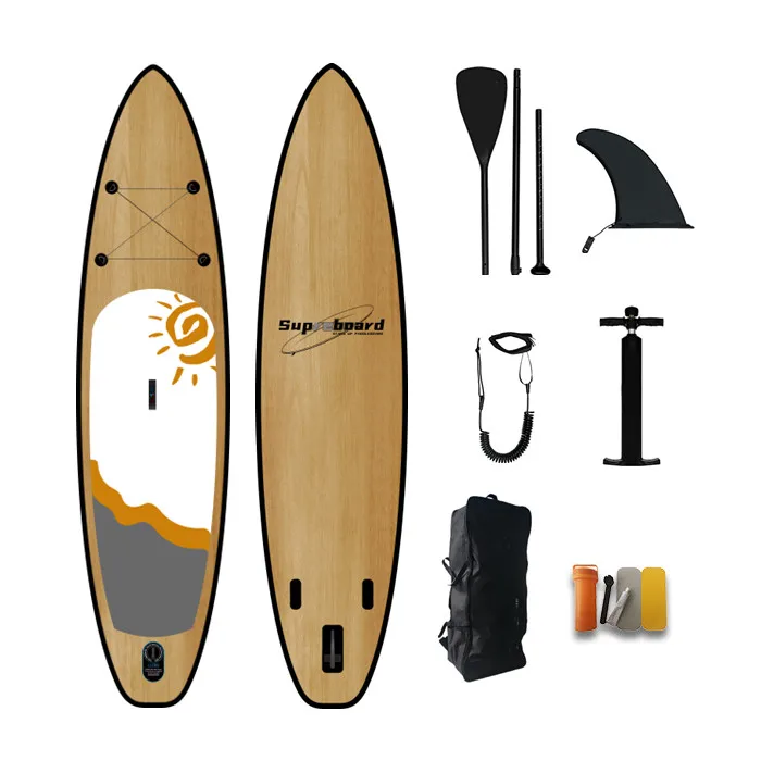 

2021 Drop Stitch Inflatable SUP Paddle Boards Water Play Equipment SUP Board Set Paddleboard Wholesale, Wood grain