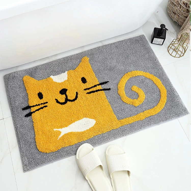 

Customize Logo Flocked Cute Cat Door Mat Entrance 45*65cm 50*80cm Funny Door Mat Floor Covering