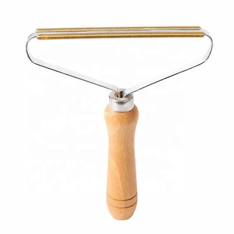 

Dropshipping Amazon Hot Double Pure Copper Metal Material Clothes Fabrics Portable Lint Remover Wood Handle Lint Remover Wooden, Natural bamboo