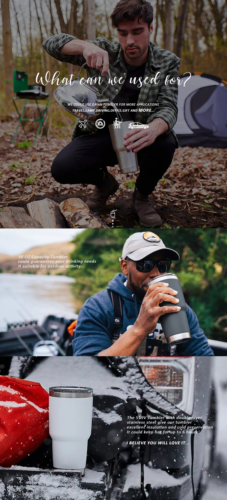 Travel Mug Stainless Steel Coffee Reusable Cup