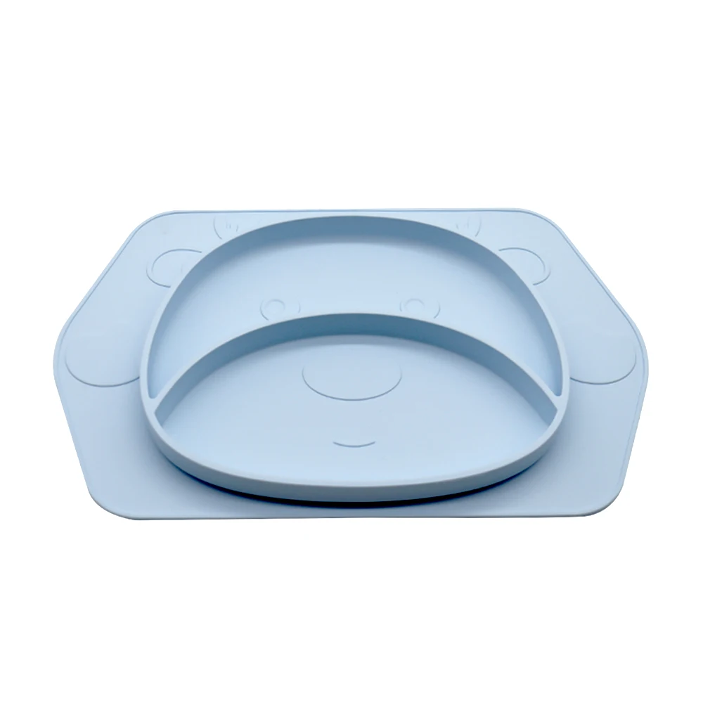 

New Style Hot Sales Cute Elk Shape BPA Free 100% Food Grade Cute Silicone Baby Plates For Kids, Blue&pink