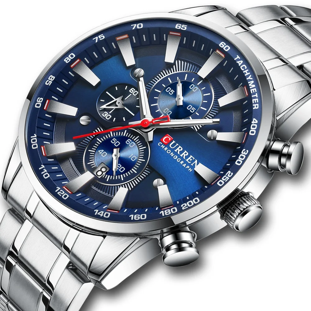 

CURREN 8351 Watches Top Brand Fashion Chronograph Quartz Watch Men Wrist Stainless Steel Luminous Wristwatches Relogio Masculino