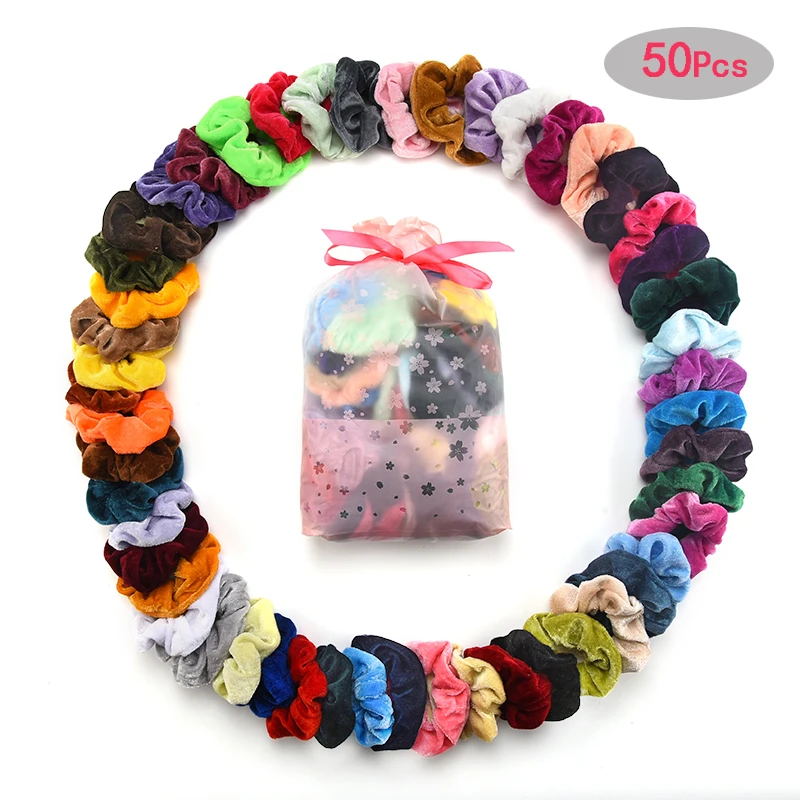 
Factory Pleuche Fabric Velvet Elastic Hair Bands Hair Scrunchies For Girl 
