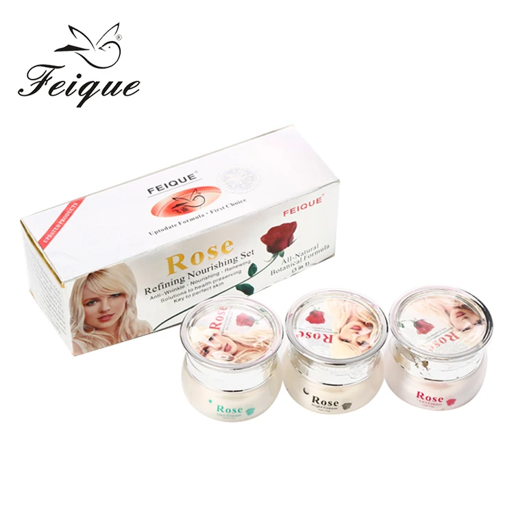

FEIQUE Rose Extract Hydrating Whitening Skin Care Set Private Label Day Cream and Night Cream and Pearl Cream, Day:white,night:yellow