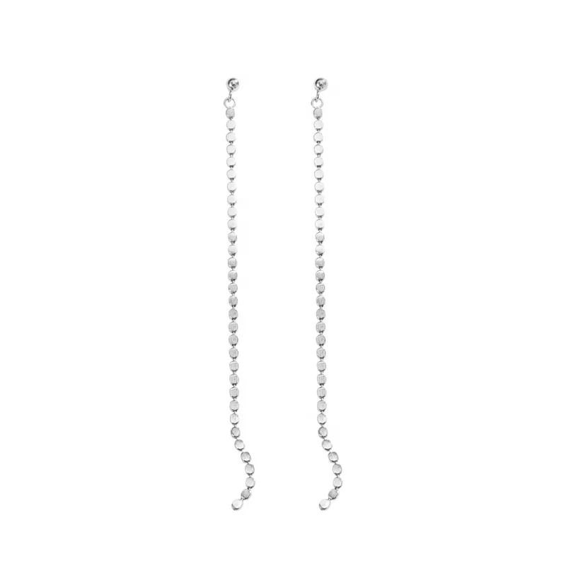 

Nice Design Very Long Beads Pendant Earring Jewelry 925 Sterling Silver Earrings Japanese, White