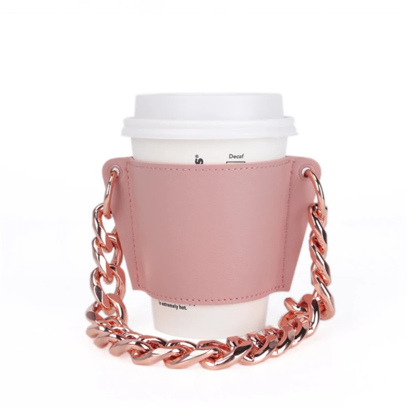

Korean Milk Tea Water Cup Leather Protective Cover Portable Comfortable Fashion Bracelet Coffee Cup Case, 37color