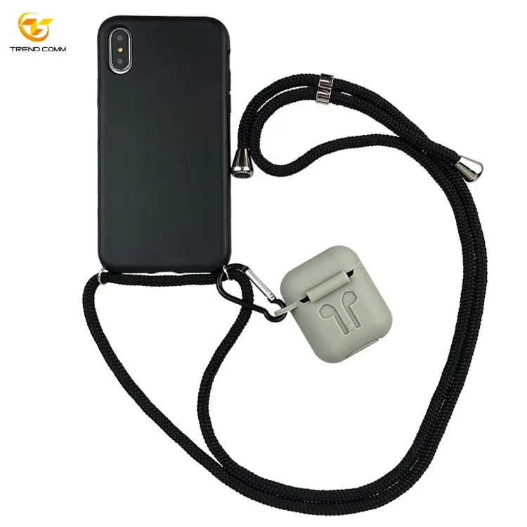 

Silicone Earpod Holder Cross Body PPM Necklace Wheat Straw Phone Case For iPhone 11 Pro