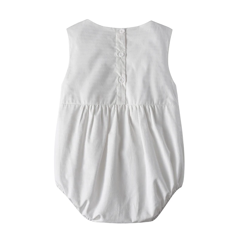 

Better Prices Infant Cotton Toddler Clothes Japan Style Sleeveless Button Baby Romper Gots, White