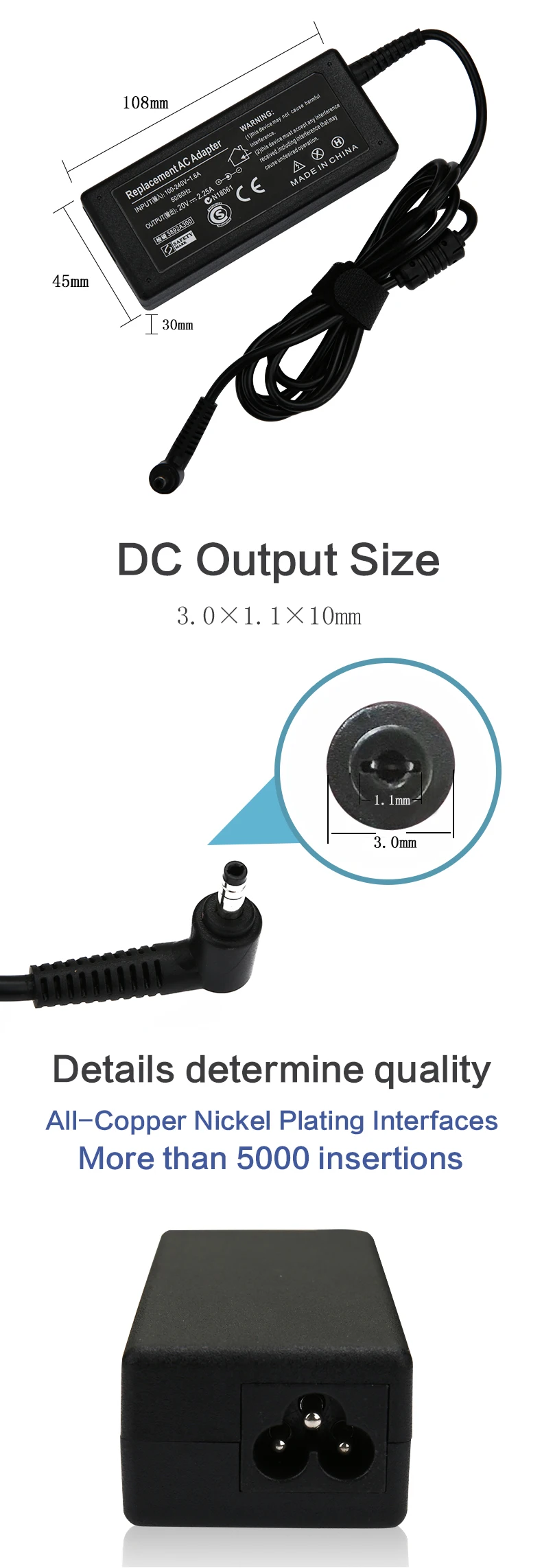 19v 3.42a 65w Ac Dc Power Supply Laptop Chargers For Hp Toshiba Lenovo Ideapad Asus Gateway